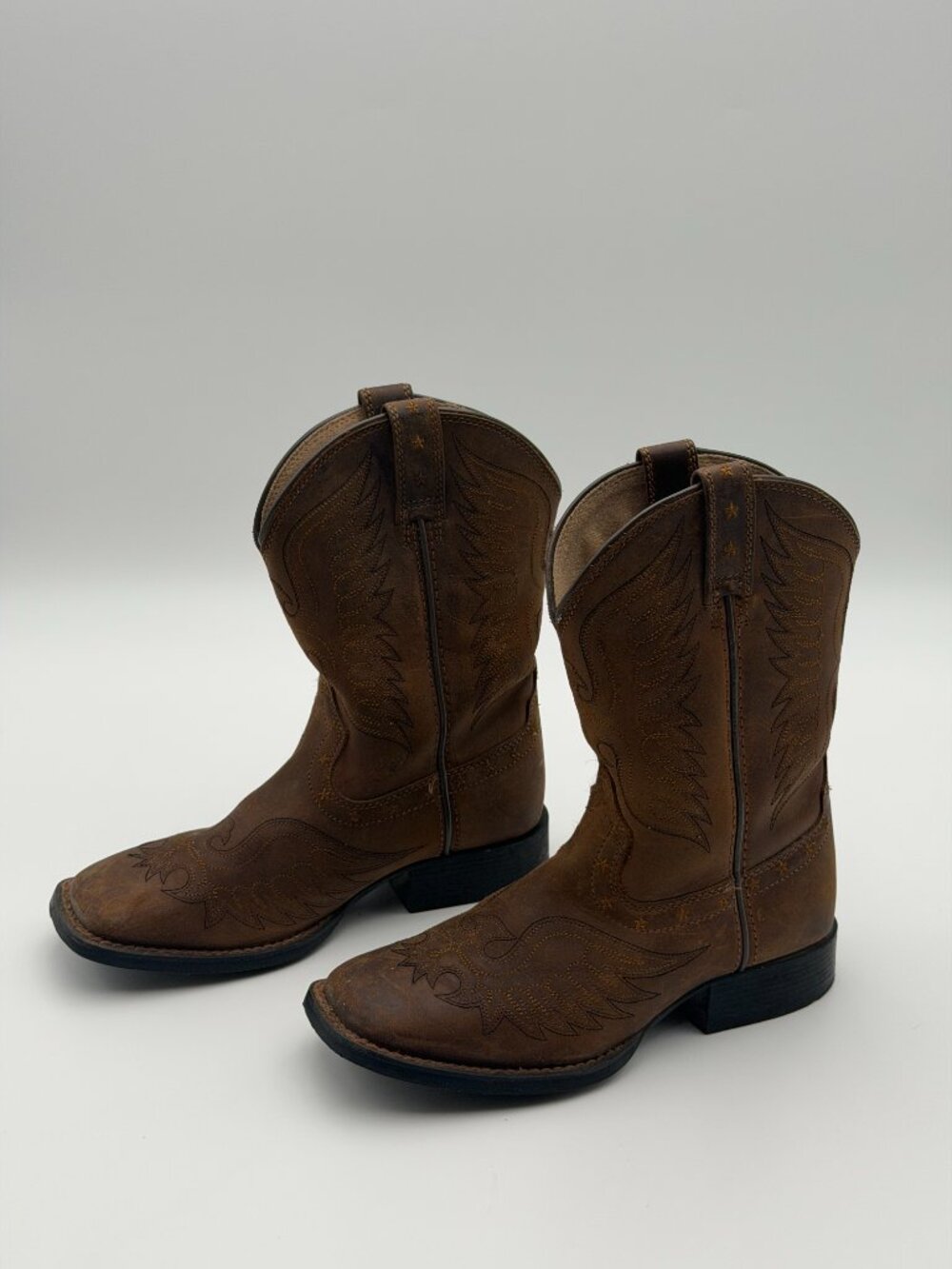 Brown Square Toe Cowboy Boots KIDS - Picture 2 of 7
